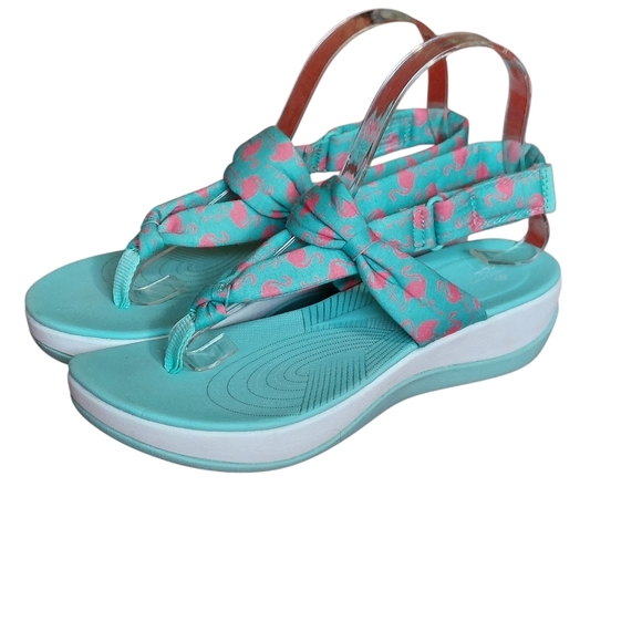 Clarks Arla Nicole Womens Slingback Sandal Flamingo Aqua Print Women's - Picture 2 of 16